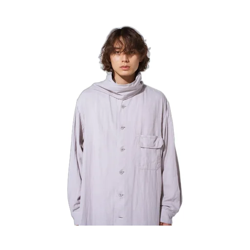 Double Gauze Band Collar Stole Shirt