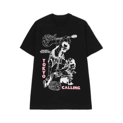 【Kume 90Th Anniversary Across The River】Hokusai × Love Guitar Tokyo Calling T-Shirt
