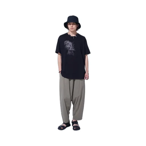 Brushed Washer Finish Broad Sarouel Pants