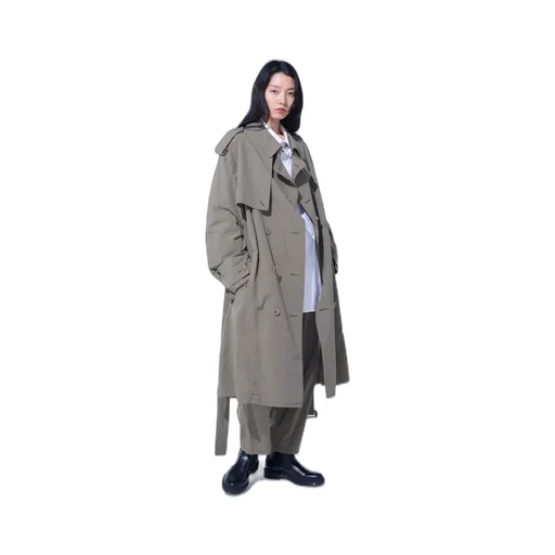 Brushed Washer Finish Broad Trench Coat