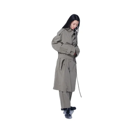 Brushed Washer Finish Broad Trench Coat