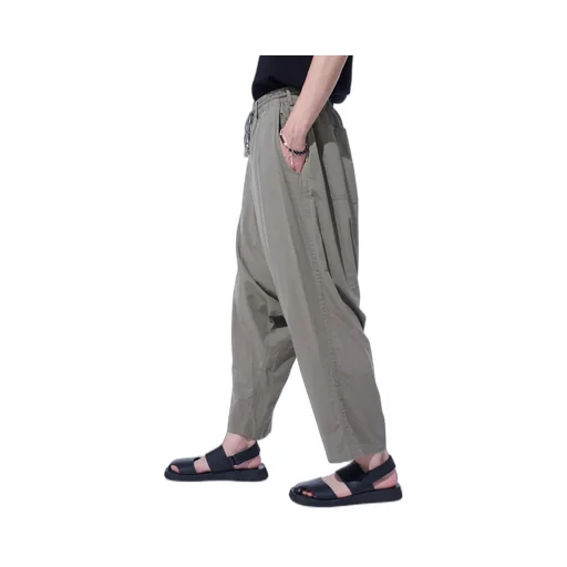 Brushed Washer Finish Broad Sarouel Pants