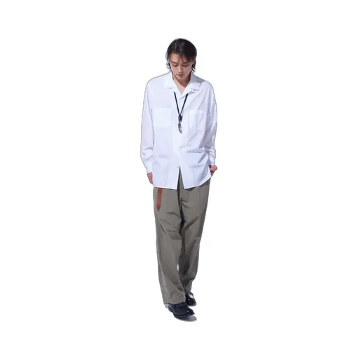 Cotton Broad Loose-Fit Open Collar Shirt