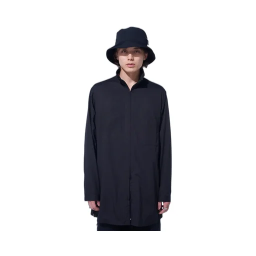 Cotton Broad Stand Collar Zipper Shirt