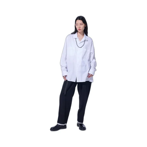 Cotton Broad Loose-Fit Open Collar Shirt