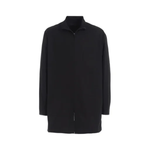 Cotton Broad Stand Collar Zipper Shirt
