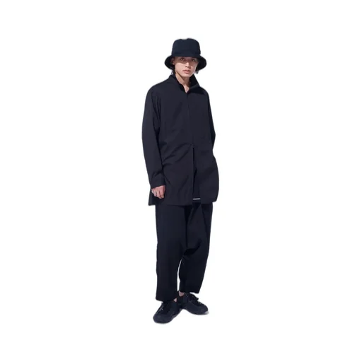 Cotton Broad Stand Collar Zipper Shirt