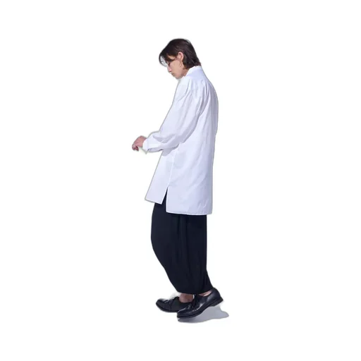 Cotton Broad Ribbon Collar Shirt