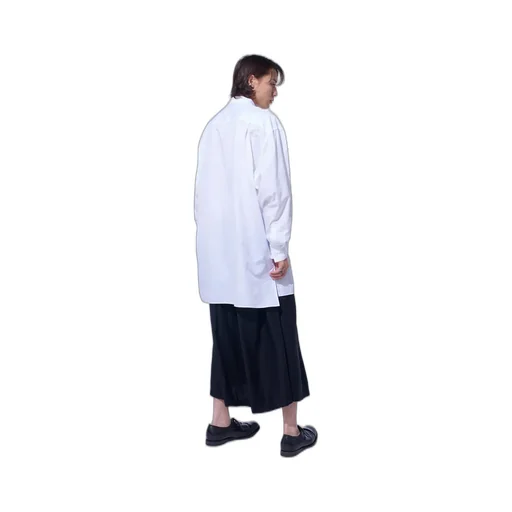 Cotton Broad Ribbon Collar Shirt