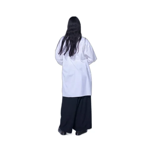 Cotton Broad Ribbon Collar Shirt