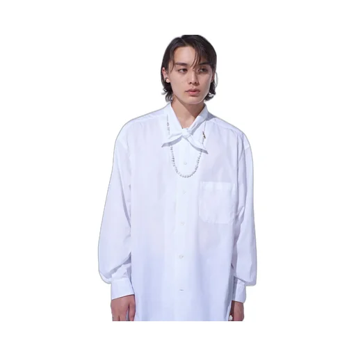 Cotton Broad Ribbon Collar Shirt