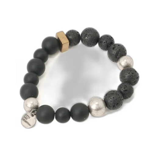 Onyx Bead+Lava Stone Bracelet