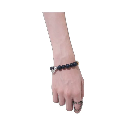 Onyx Bead+Lava Stone Bracelet