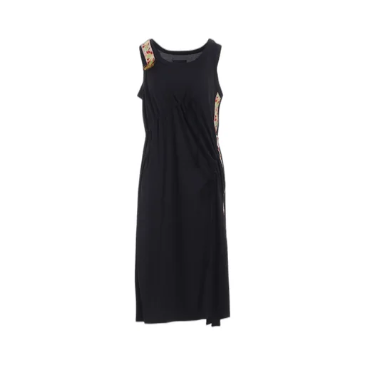 Pe/Smooth Jersey Strings Gathered Dress With Tyrolean Tapes