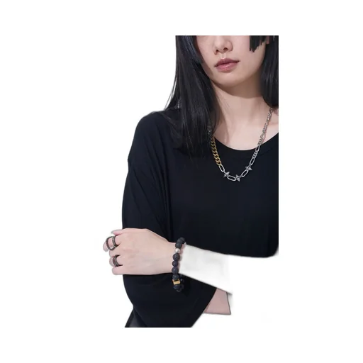 Onyx Bead+Lava Stone Bracelet