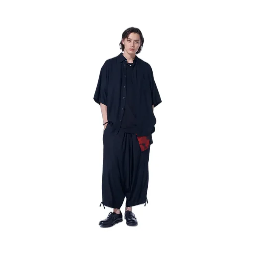 Rayon Twill Oversized Short-Sleeve Shirt