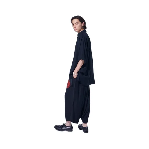 Rayon Twill Oversized Short-Sleeve Shirt