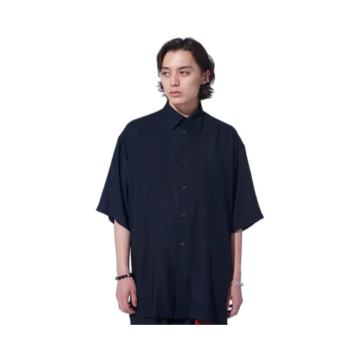 Rayon Twill Oversized Short-Sleeve Shirt