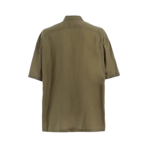 Cotton/Cellulose Broad Flap Pockets Oversized Short-Sleeve Shirt