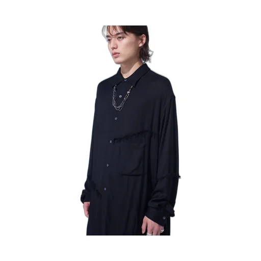 Viscose Twill Cut-Off Oversized Regular Collar Shirt