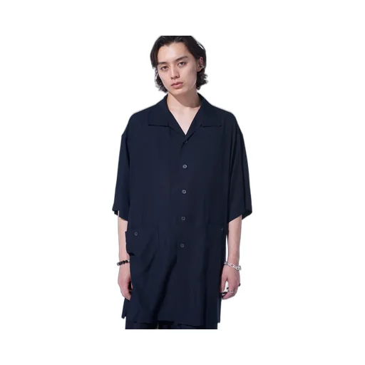 Rayon Twill Oversized Stand Collar Shirt