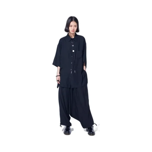 Rayon Twill Oversized Short-Sleeve Shirt
