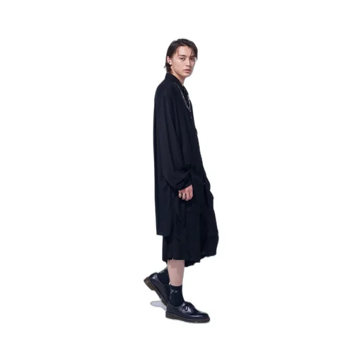 Viscose Twill Cut-Off Oversized Regular Collar Shirt