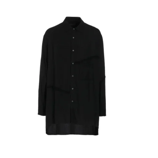 Viscose Twill Cut-Off Oversized Regular Collar Shirt