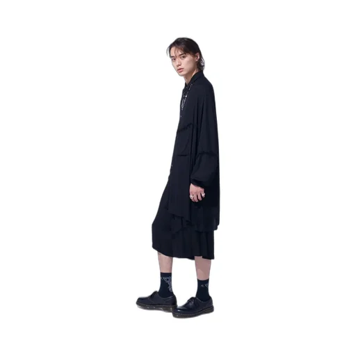 Viscose Twill Cut-Off Oversized Regular Collar Shirt