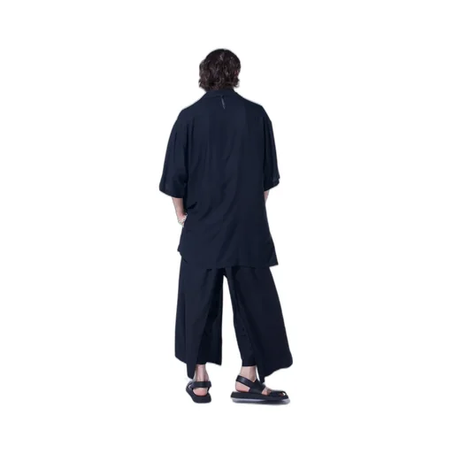 Rayon Twill Oversized Stand Collar Shirt