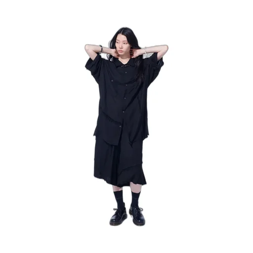 Viscose Twill Cut-Off Open-Collar Shirt