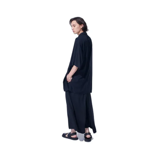 Rayon Twill Oversized Stand Collar Shirt