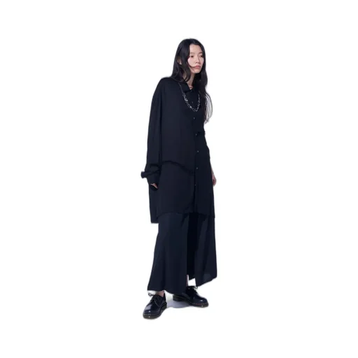 Viscose Twill Cut-Off Oversized Regular Collar Shirt