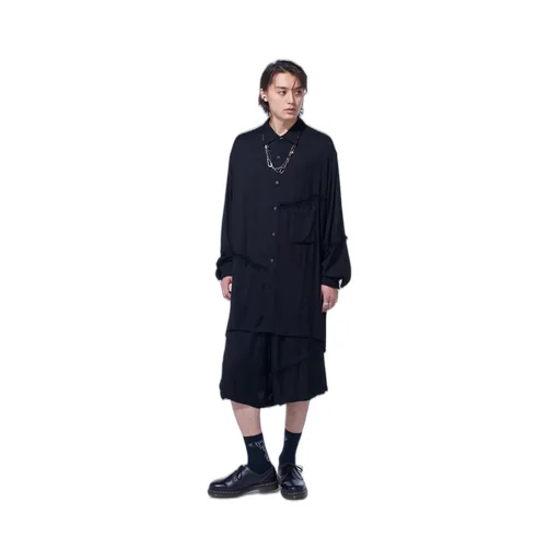 Viscose Twill Cut-Off Oversized Regular Collar Shirt