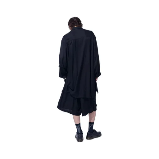 Viscose Twill Cut-Off Oversized Regular Collar Shirt