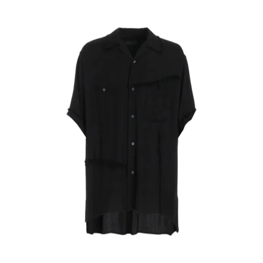 Viscose Twill Cut-Off Open-Collar Shirt