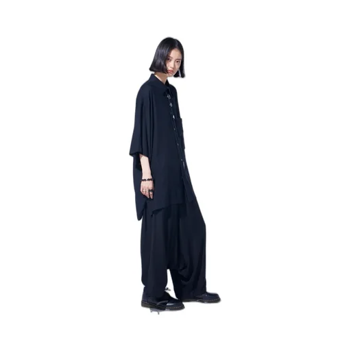 Rayon Twill Oversized Short-Sleeve Shirt