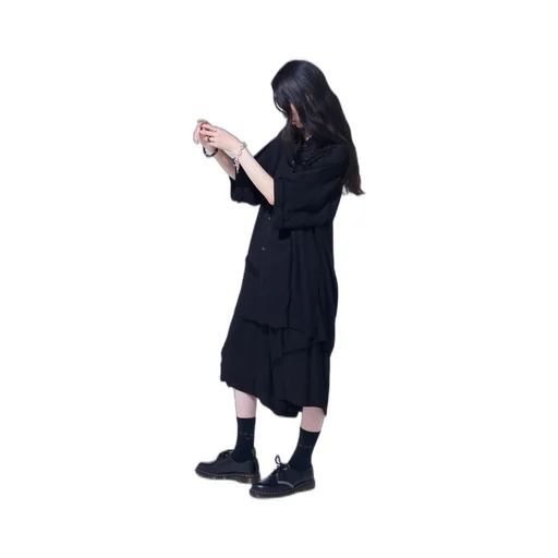 Viscose Twill Cut-Off Open-Collar Shirt