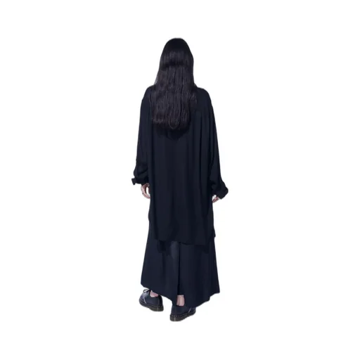 Viscose Twill Cut-Off Oversized Regular Collar Shirt