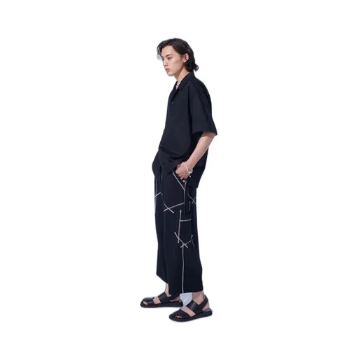 Baroque Embroidery Open-Collar Shirt