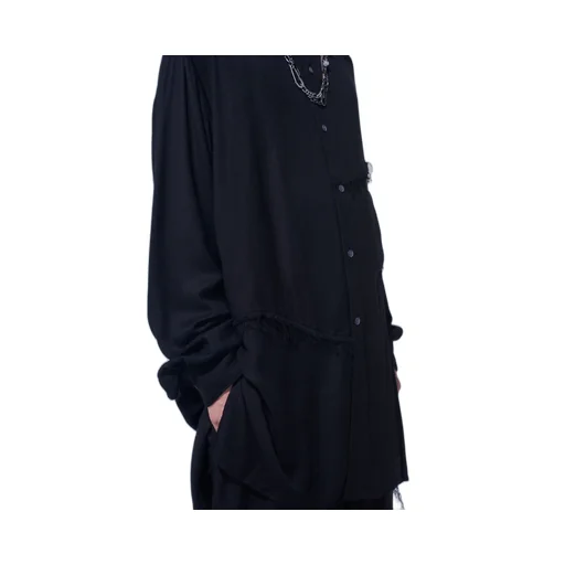 Viscose Twill Cut-Off Oversized Regular Collar Shirt