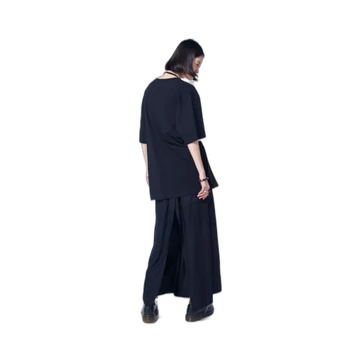 Soft Jersey+Crepe De Chine Asymmetrical T-Shirt