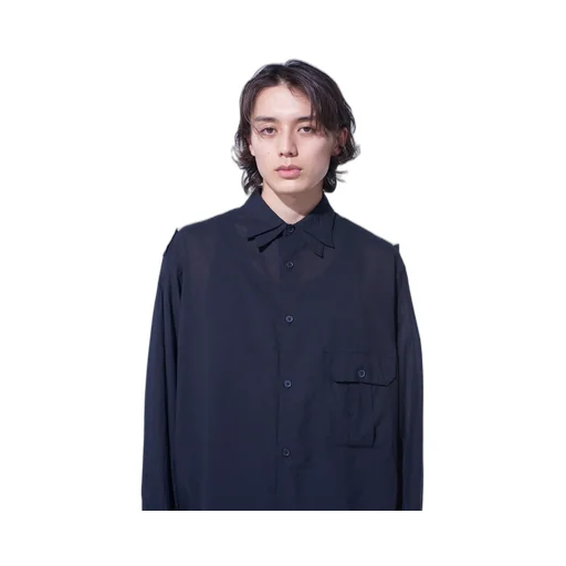 Cotton Silk Loan Oversized Double Collar Military Shirt