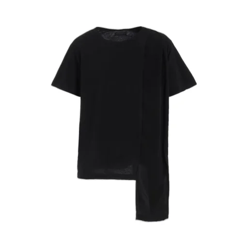 Soft Jersey+Crepe De Chine Asymmetrical T-Shirt