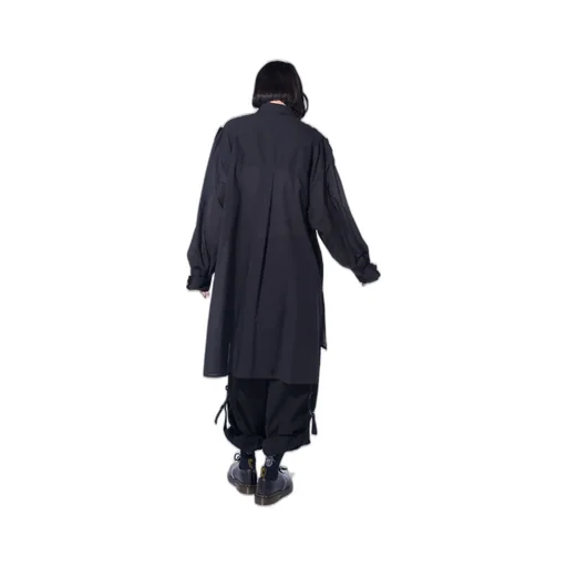 Cotton Silk Loan Oversized Double Collar Military Shirt