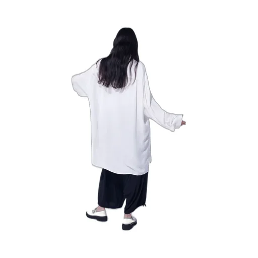 Viscose Twill Chrysanthemum Embroidery Oversized Shirt