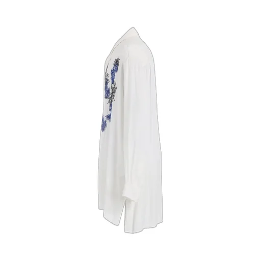 Viscose Twill Chrysanthemum Embroidery Oversized Shirt