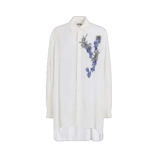 Viscose Twill Chrysanthemum Embroidery Oversized Shirt