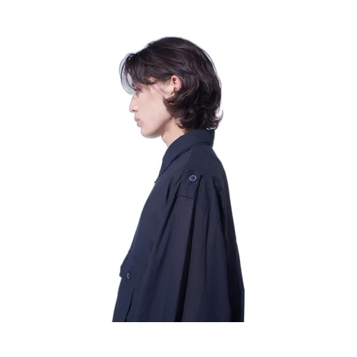 Cotton Silk Loan Oversized Double Collar Military Shirt