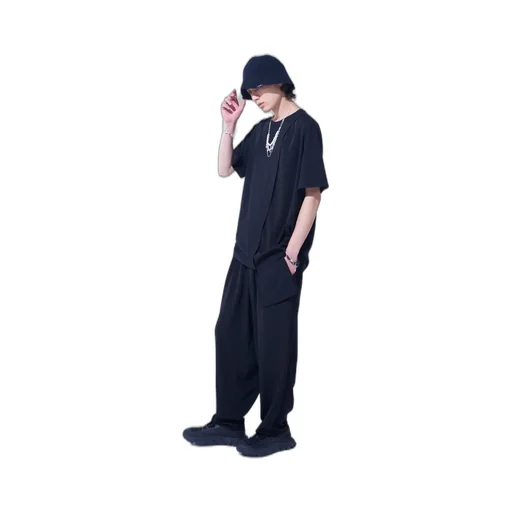 Soft Jersey+Crepe De Chine Asymmetrical T-Shirt